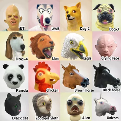 Halloween Costume Theater Latex Mask Creepy Dog Horse Head Mask Animal Party Toy • $13.79