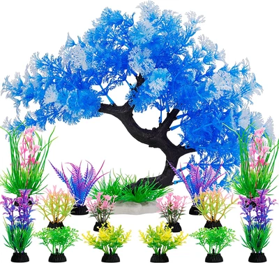 $28.22 • Buy Fish Tank Decorations, 15 Pack Artificial Aquarium Plants Tree Set For Fish Tank