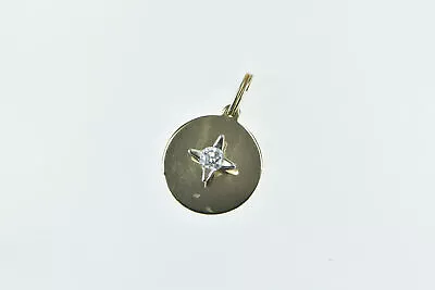 14K 0.28 Ct Diamond Compass Vintage Round Charm/Pendant Yellow Gold *69 • $349.95