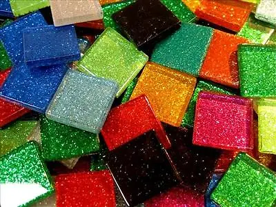 A Mix Of Mosaic Glitter Tiles. Arts And Crafts Card Making. Glass Tessera   • £5.40