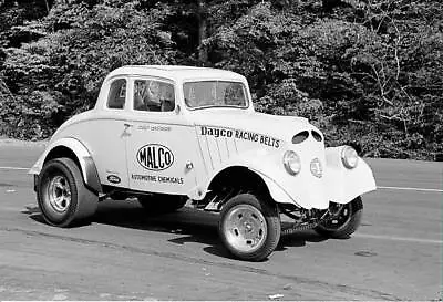 George Montgomery's 1933 Willys Gasser Drag Car Motor Racing Old Photo • $5.79