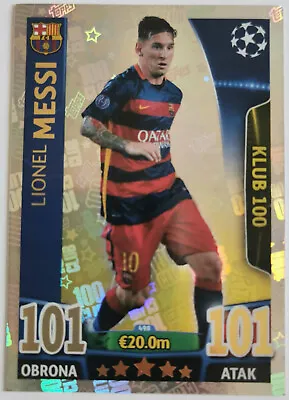 100 Club Messi Card Topps Match Attax Champions League 2015/16 POLISH EDITION • £12.99