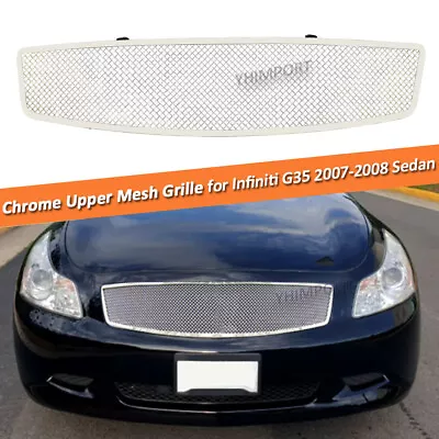  Main Upper Stainless Chrome Mesh Grille Insert For 2007-2008 Infiniti G35 Sedan • $129.99