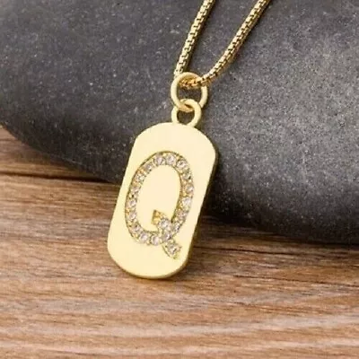 0.40Ct Real Moissanite Trendy  Q  Initial Letter Pendant 14K Yellow Gold Plated • $139.99