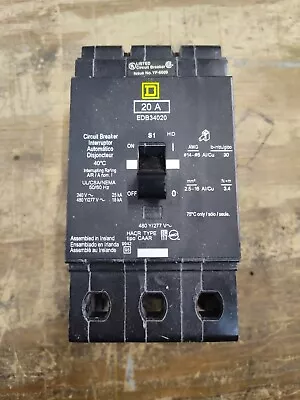 Square D EDB34020 20A 3 Poles Bolt On Circuit Breaker • $100