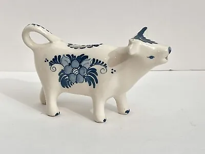 Vintage Delft Blue Holland Hand Painted Cow Creamer Pitcher Ceramic Figure 6.5” • $10