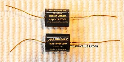 TWO Mundorf MCap 1000 VDC SUPREME EVO Silver Gold Cap Capacitor .1uf 0.1 .1  Uf  • $59.95