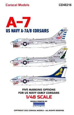 Caracal Decals 1/48 U.S. NAVY L.T.V. A-7A/B CORSAIR Jet Fighter • $14.50