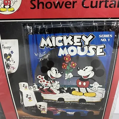 $31.36 • Buy Disney Mickey And Minnie Mouse Shower Curtain Vinyl NOS 1990s