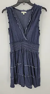 Max Studio Dress Womens Large Blue Pinstripe Woven Sleeveless Tiered Boho • $18.97