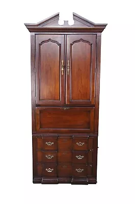 Vintage Thomasville Cherry Blockfront Secretary Bookcase Cabinet Dry Bar Cabinet • $850