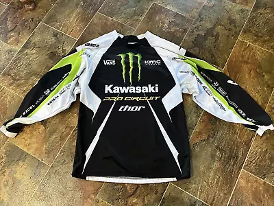 Monster Energy Motocross Kawasaki Thor Jersey Medium LOTS OF ADS Vans Ogio CMI + • $27.95