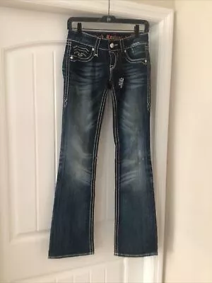 $46.99 • Buy Rock Revival Women’s Jeans, Dark Wash Alanis Boot Cut, Size 25. Extra Button.