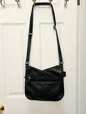 Osgoode Marley Black Leather Crossbody Bag RFID Pocket Multiple Compartments • $31.45