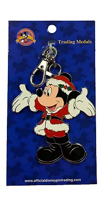 Disney Parks Disneyland 2005 Santa Mickey Mouse  3 1/4  Lanyard Trading Medal • $8.99