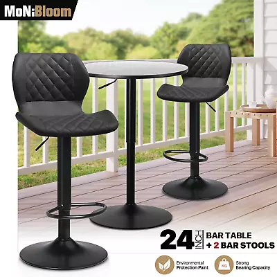 3 Piece Dining Set[BAR STOOLS+PUB TABLE]Swivel Tabletop Adjustable Height Chair • $202.99