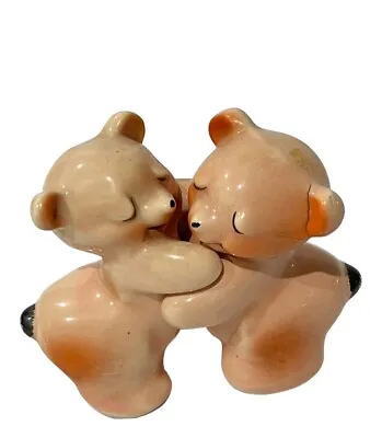 Vintage Van Tellingen Bunnykins Salt And Pepper Shakers Pink Hugging Bears • $18