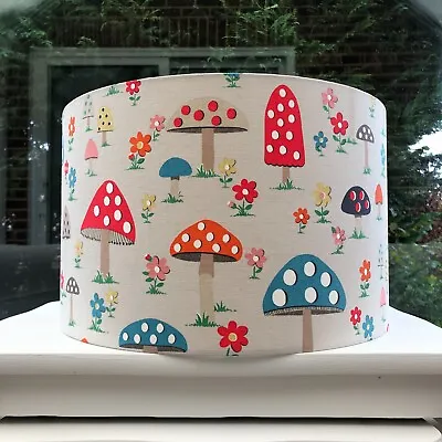 Lampshade Cath Kidston Mushroom Fabric Drum Table Ceiling HANDMADE • £30