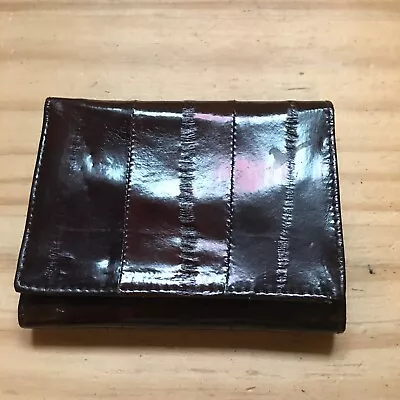 Vintage 1970s Eel Skin Leather Trifold Wallet Card ID Holder 4 L X3 W Korea Made • $6.99