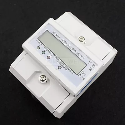 LCD Three Phase Power KWh Electricity Energy Sub Meter 3X5(80)A DIN Rail Mount • $62.59