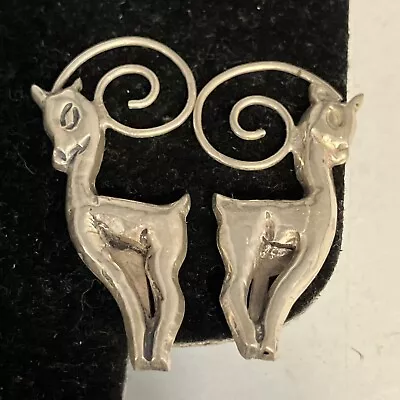 Mid Century Mexico Silver Deer Screw Back Earrings • $29.95