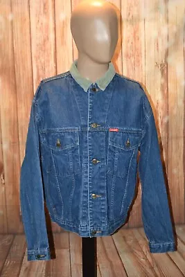 Vintage The Boss Brand Linson Men Button Up Blue Denim Jacket Size M • $36