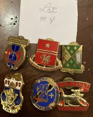 Lot Of 6 Vtg US Army Military Unit Crest Insignia Pins #4 Any   Time Any Task + • $16.99