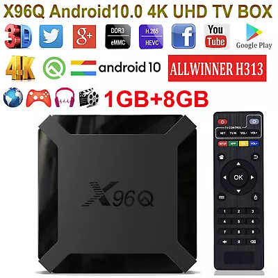 X96Q Smart TV Box Android 10.0 4K 1+8GB UHD 5G WIFI Quad Core Media Player UK • £22.99