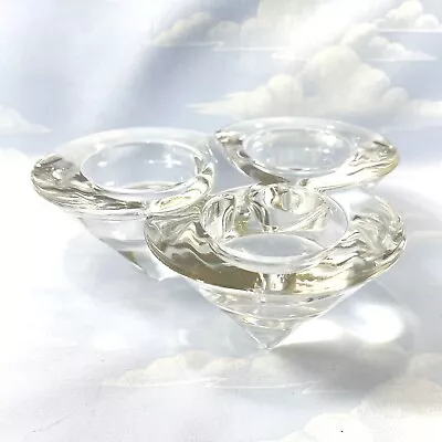 Clear Crystal Diamond Trio Tea Light Votive Candle Holder • $8.99