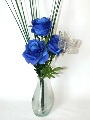 £12.99 • Buy  BLUE ROSE ARTIFICIAL FLOWER ARRANGEMENT IN BUD VASE - 50 Cm High