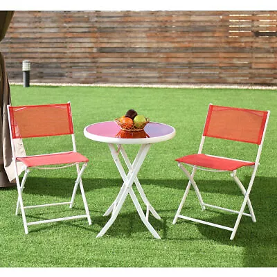 3 PCS Folding Bistro Table Chairs Set Garden Backyard Patio Furniture Red New • $84.95