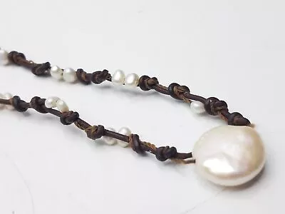J.Jill 925 Pearl Leather Necklace • $9.99