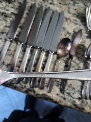 $99 • Buy Vintage Oneida Community Plate 1921 GROSVENOR Silver Plate Silverware Lot Of 25