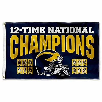 Michigan Wolverines Football 3x5 Ft 12x Time National Champion College NCAA Flag • $13.99