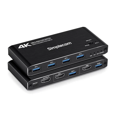 Simplecom KM420 2-Port HDMI KVM Switch HDMI 2.0 4K@60Hz 4-Port USB 3.0 Hub 5Gbps • $53