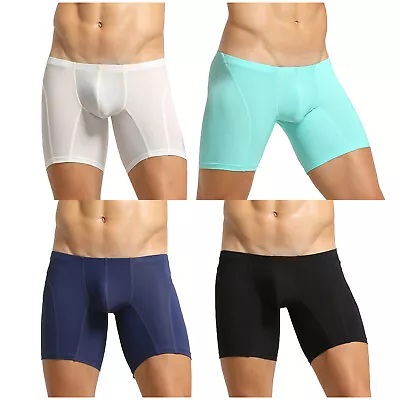 Men Ice Silk Underwear Bulge Pouch Low Rise Boxer Briefs Elastic Underpants Gym  • $11.95