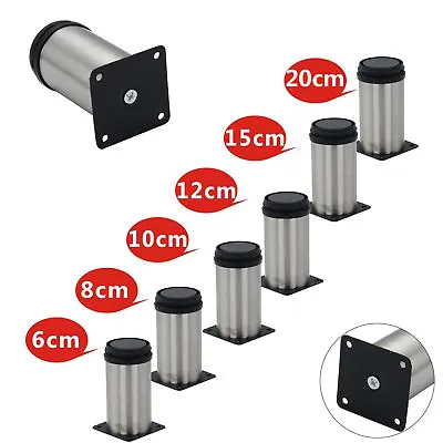 4PCS Adjustable Cabinet Legs Stainless Steel Kitchen Feet Rounds Stand Holders • £5.99