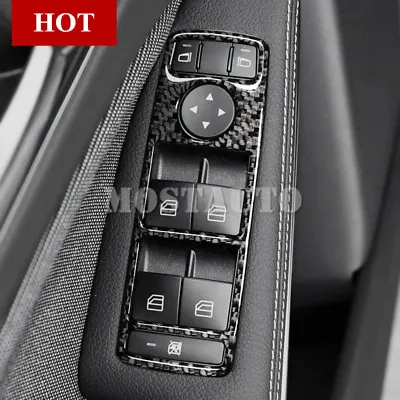 For Benz E Class W212 Carbon Fiber Car Door Window Button Trim Cover 2009-2015 • $20.88