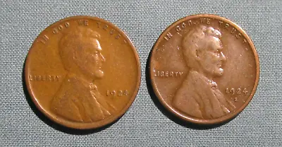 1924 P And 1924-S Lincoln Penny - CIRCULATED (2) U.S. 1 Cent Coins • $1.80