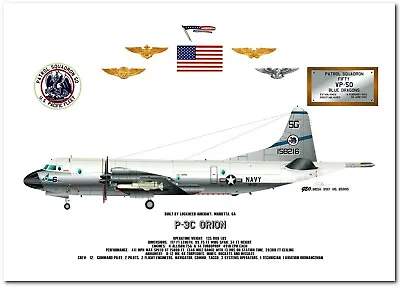 P-3C Orion Of The VP-50 Blue Dragons Prior To 2003 US Navy Aircraft Print • $45.99