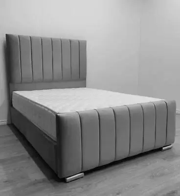  Luxury Panel Bed Frame With Headboard Plush Velvet  And Free P&P !! • £190