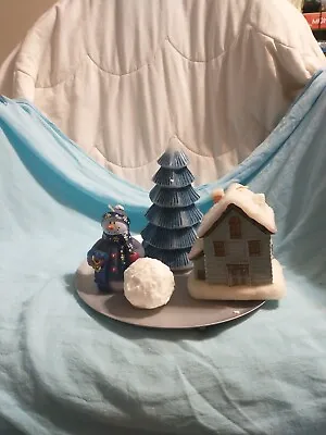 Ice Holiday Snowball House Tree And Snowman Set In Box Vintage GC • $27.50