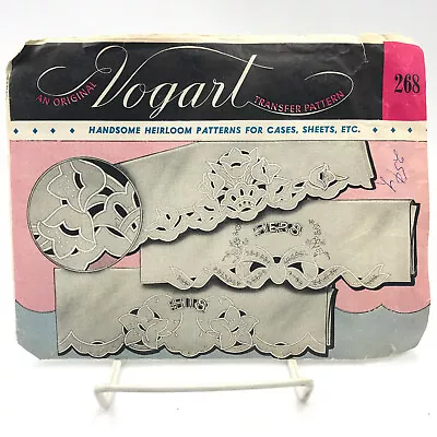 Vogart 268 Pillow Cases Embroidery Transfer Heirloom Pattern His And Hers CUT • $8.99