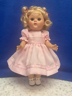 Reproduction Vintage Ginny Pink Dress With Pink & White Checked Ribbon Trim • $14