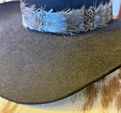 Feather Hatband Leather Tie Rodeo Hat Band Horse Show Parade Turqoise Brwn Blk • $24.88