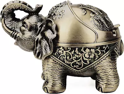 LAUYOO Metal Elephant Ashtray With Lid Windproof Ashtray Outdoor Indoor Ashtray • $21.95