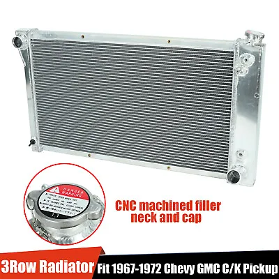 $132.99 • Buy For 1967-1972 Chevy GMC C/K Series Pickup Truck 3 Row Aluminum Cooling Radiator
