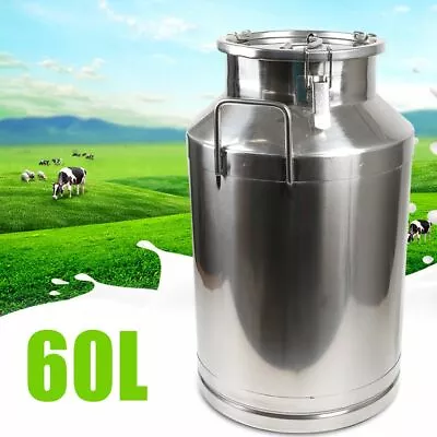 60L Milk Can Wine Beer Pail Bucket Oil Barrel Storage Canister Stainless Steel  • $131.10