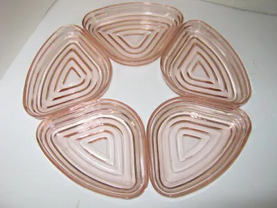 5 Anchor Hocking Manhattan Pink Depression Triangular Relish Dish/Tray Inserts  • $24.99