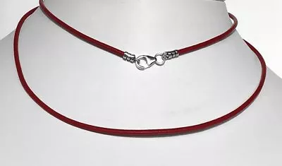 2mm Leather Cord Necklace Sterling Lobster Clasp 15 16 17 18 19 Or 20 Inch • $11.99